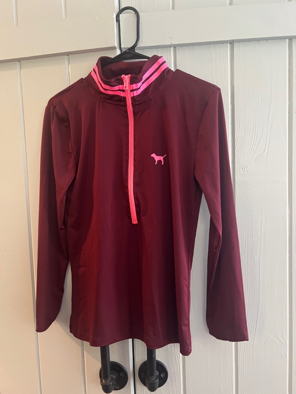 PINK Victoria's Secret Maroon Long-Sleeve  with Pink Trim